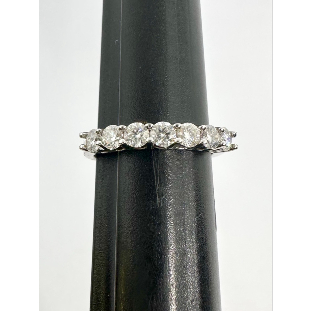 Moissanite Band 7 Stone Anniversary Wedding Ring 18K 925 GRA Round